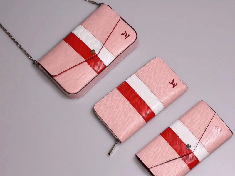 Louis Vuitton 2020 스트라이프 장지갑 블랙,핑크