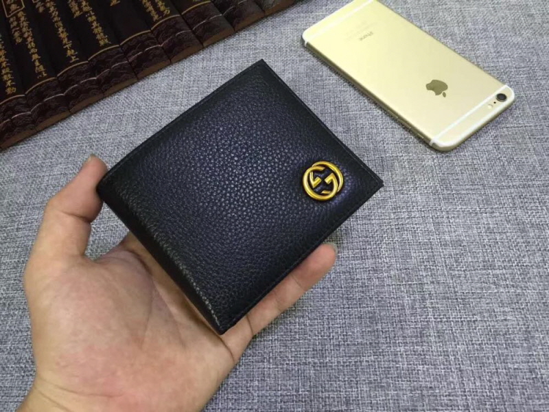 Gucci 구찌 남성용 클래식 반,장지갑 금장블랙