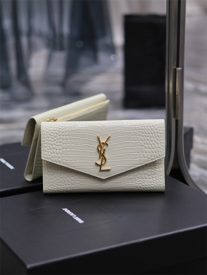 SAINT LAURENT 생로랑 업타운 샤이니 크로커다일 엠보 가죽 라지 장지갑 582124 2COLOR