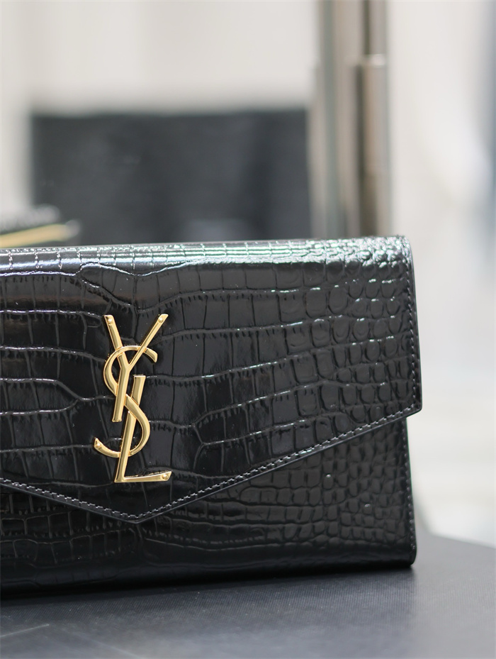 SAINT LAURENT 생로랑 업타운 샤이니 크로커다일 엠보 가죽 라지 장지갑 582124 2COLOR