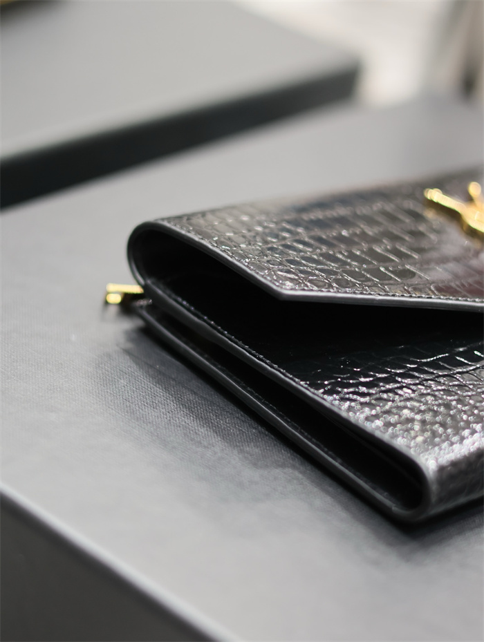 SAINT LAURENT 생로랑 업타운 샤이니 크로커다일 엠보 가죽 라지 장지갑 582124 2COLOR