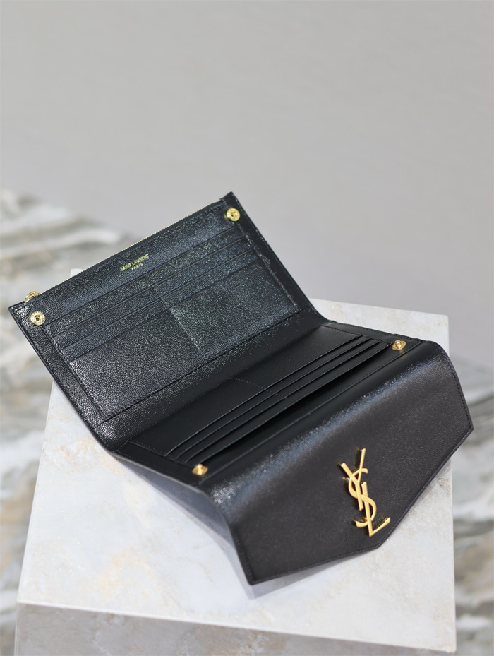 SAINT LAURENT 생로랑 업타운 샤이니 크로커다일 엠보 가죽 라지 장지갑 582124 2024/신상