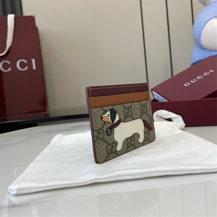 GUCCI 구찌 도그 디테일 바이컬러 GG 카드 케이스 818769